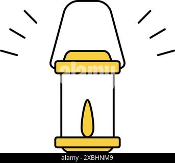 Simple line drawing icon of emergency kit, lantern, Vector Illustration Stock Vector