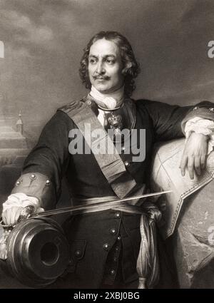 Portrait of Peter the Great, Peter I or Pyotr Alexeyevich Romanov, 1672-1725, Emperor of the Russian Empire, after Paul Delaroche, digitally optimized Stock Photo