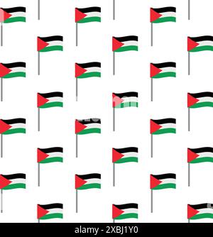 Vector seamless pattern of flat Palestine flag isolated on white background Stock Vector