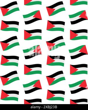 Vector seamless pattern of flat Palestine flag isolated on white background Stock Vector