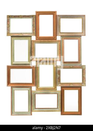 collage of old frames isolated on white background Stock Photo