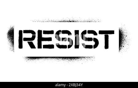 Spray graffiti motivational stencil word RESIST over white. Stock Vector