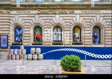 Pub decorated for the Euros 2024 Football Tournament, John Street, Glasgow, Scotland, UK, Europe Stock Photo