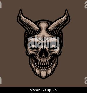 Demon skull head vector illustration design Stock Vector