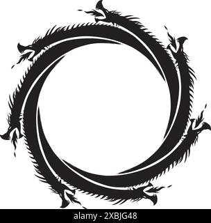 Unity and infinity represented by serpentine creatures in a circular design Stock Vector
