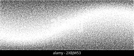 Gradient wave with noise texture as seamless pattern. Monochrome vector tone gradation illustration with grunge halftone raster texture. Ink chaotic g Stock Vector