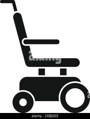 Black silhouette of a modern electric wheelchair, symbolizing accessibility and assistive technology Stock Vector