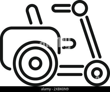 Simple line icon of an electric scooter, representing a modern and sustainable mode of urban transportation Stock Vector