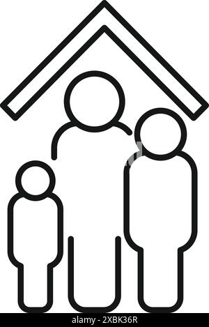 Family standing under house roof, life insurance concept Stock Vector