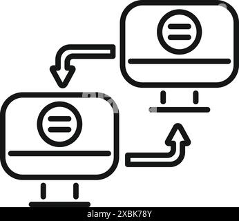 Two computers exchanging information, transferring files through a network Stock Vector