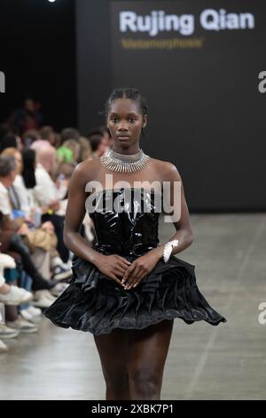 London, UK, 12th June 2024, The Graduate Fashion Week kicks off in Brick Lane on the 10th June with fashion shows from the various universities. The shows run until the 13th June 2024. Photos of Rujing Qian designs from Norwich University of the Arts., Andrew Lalchan Photography/Alamy Live News Stock Photo