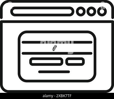 Minimalist line icon of a webpage showing the loading status with a progress bar Stock Vector