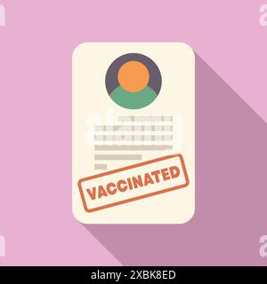 Vaccination document is being issued with a vaccinated rubber stamp on it Stock Vector