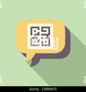 Yellow speech bubble containing a qr code, representing digital communication and online interaction Stock Vector