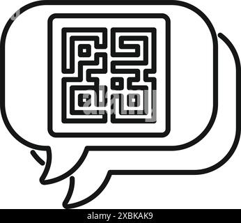 Speech bubble containing a qr code, symbolizing the integration of digital technology into modern communication Stock Vector