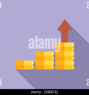 Stacks of gold coins are getting bigger, representing increasing profits, wealth growth, and financial success Stock Vector