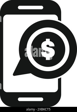 Smartphone is showing a speech bubble containing a dollar sign, representing mobile banking and online finances Stock Vector