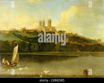 A View of the Cathedral and City of Lincoln from the River.  Joseph Baker of Lincoln. ca. 1760 Stock Photo
