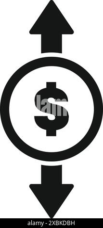 Concept of fluctuating exchange rate, dollar appreciation and depreciation Stock Vector