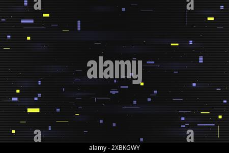 Glitch color shapes. Broken TV signal. Abstract random pixels. Distorted video effect. Digital television noise. Pixel mosaic texture. Color dynamic e Stock Vector
