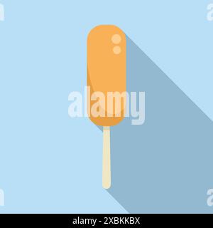 Simple icon of a classic orange ice cream on a wooden stick, evoking summer days and sweet treats Stock Vector