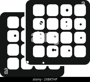 Black silhouette icon of a closed electric waffle iron making a tasty breakfast treat Stock Vector