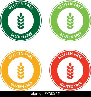 Colored gluten free labels on a white background Stock Vector