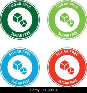 Colored sugar free labels on a white background Stock Vector
