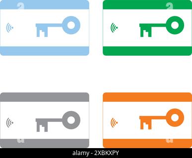 Colored magnetic door opening card on a white background Stock Vector