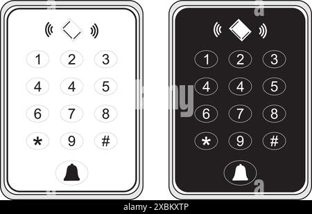 White and black alarm keypad on a white background Stock Vector