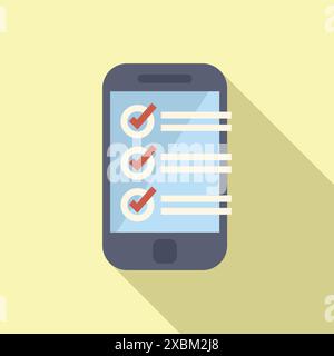 Smartphone displaying a checklist app, highlighting the concept of task management, organization, and productivity Stock Vector