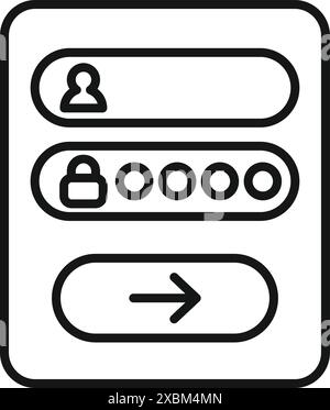 Line icon of an online security system prompting a user to log in with a username and password Stock Vector