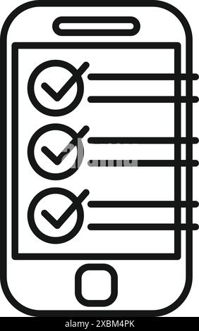 Smartphone is displaying a checklist with checked boxes, symbolizing completed tasks or goals Stock Vector