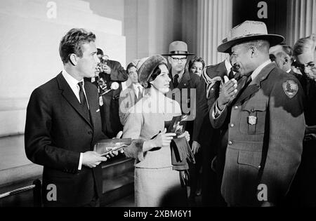 Princess Margaret and Antony Armstrong-Jones, 1st Earl of Snowdon, visiting Lincoln Memorial, Washington, D.C., USA, Marion S. Trikosko, U.S. News & World Report Magazine Photograph Collection, November 16, 1965 Stock Photo