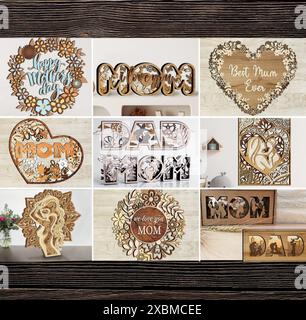 Laser Cut Files Mothers Day and Laser Cut Father's Day Files. It is laser cut files are digital files that are used to create designs or patterns usin Stock Vector