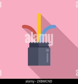 Fiber optic cable transferring big data with high speed connection on pink background Stock Vector