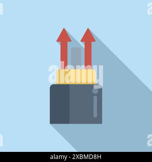 Fiber optic cable transferring data with two red up arrows symbolizing upload Stock Vector