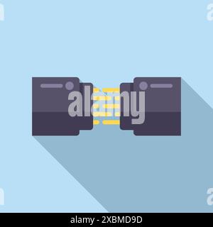 Fiber optic cable transferring data with high speed connection, internet connection icon, flat design with long shadow Stock Vector