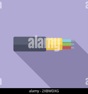 Illustration of an optical fiber cable transmitting data through light pulses, showcasing the concept of high speed internet and telecommunications Stock Vector