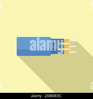 Optical fiber cable transmitting digital data through glass wires Stock Vector