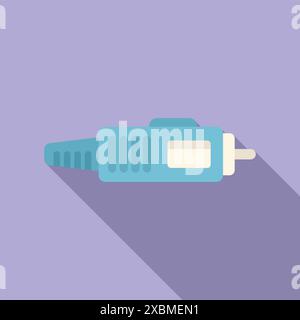 Blue fiber optic cable transmitting digital data with a long shadow Stock Vector