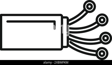 Optical cable connecting to network server, data transfer and internet connection concept Stock Vector