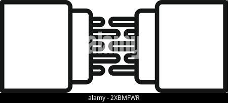 Fiber optic cable connecting showing data transferring between two points Stock Vector