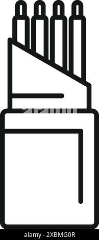 Line drawing of fiber optic cable showing wires coming out of protective shell Stock Vector