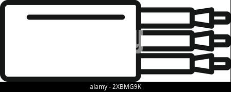 Simple line art icon of a fiber optic cable transmitting data Stock Vector