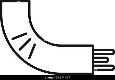 Optical fiber cable bending showing the internal structure with light rays Stock Vector