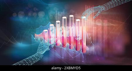 Abstract infographics on the theme of AI and financial technology on a beautiful background Stock Vector