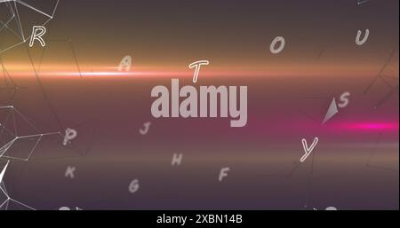 Image of letters over data processing on a dark background Stock Photo