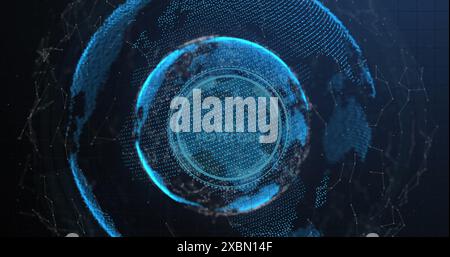 Image of digital data processing over globe Stock Photo