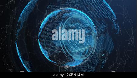 Image of digital data processing over globe Stock Photo